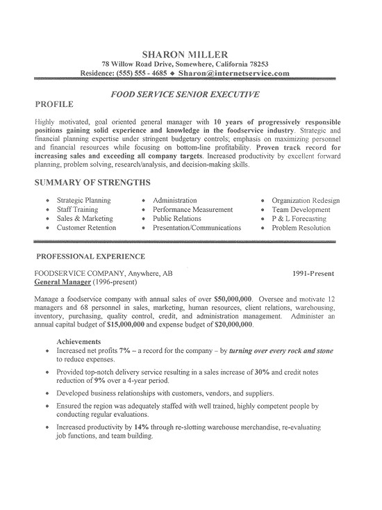 executive resume samples