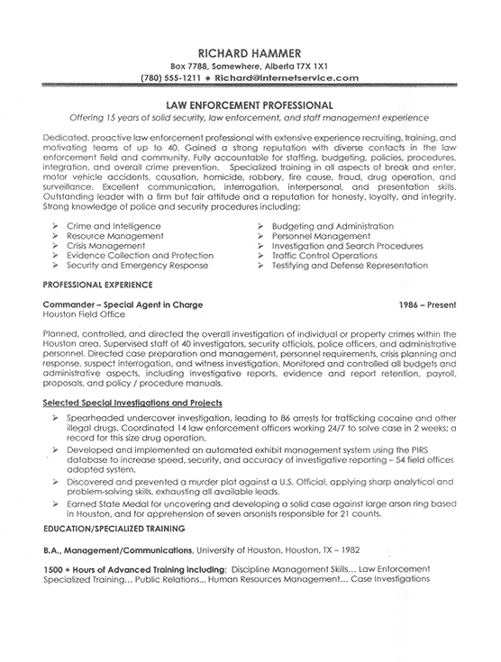 law enforcement job resume sample by cando career coaching