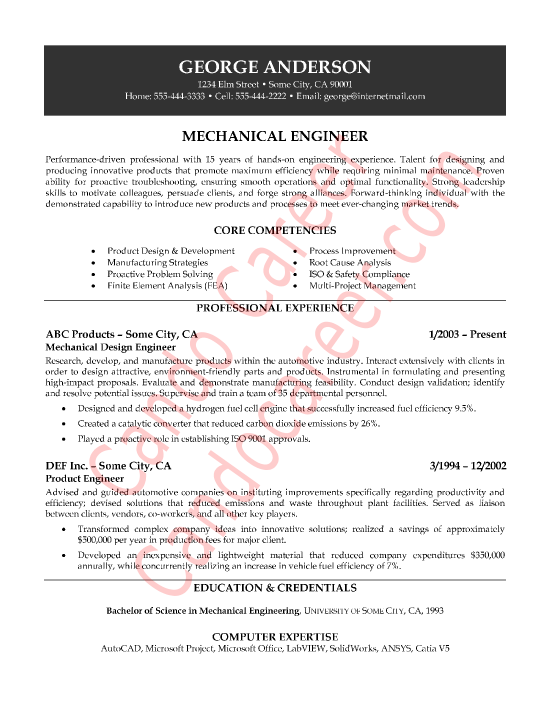 Mechanical Resume Sample Grude Interpretomics Co